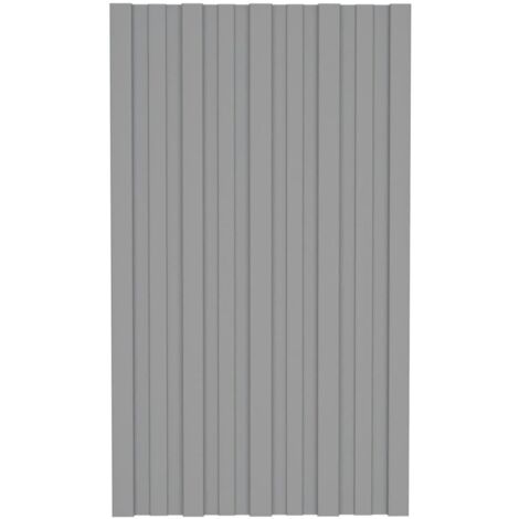 Vidaxl – Lot de 12 panneaux de toiture en acier galvanisé gris 80x45 cm – Résistants aux intempéries – Installation facile pour garages et hangars (1/5)