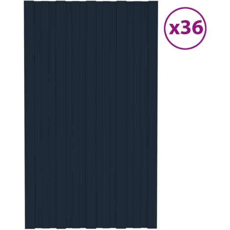 Vidaxl – Panneau de toiture 36 pcs anthracite 80 x 45 cm en acier galvanisé – Épaisseur 0,23 mm – Installation rapide pour structures temporaires (1/5)
