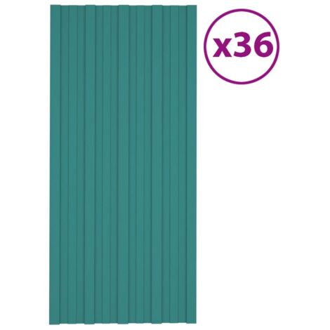 Panneaux de toiture 36 pcs Acier galvanisé Vert 100x45 cm vidaXL