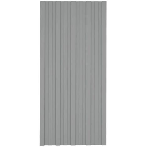 Panneaux de toiture 12 pcs Acier galvanisé Gris 100x45 cm vidaXL (1/5)