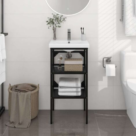 Cadre de lavabo de salle de bain Noir 40x38x83 cm Fer vidaXL