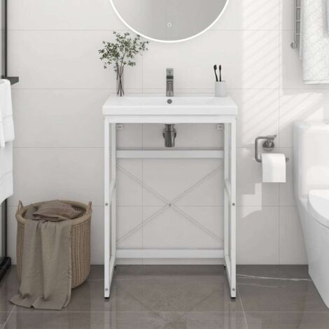 Cadre de lavabo de salle de bain Blanc 59x38x83 cm Fer vidaXL