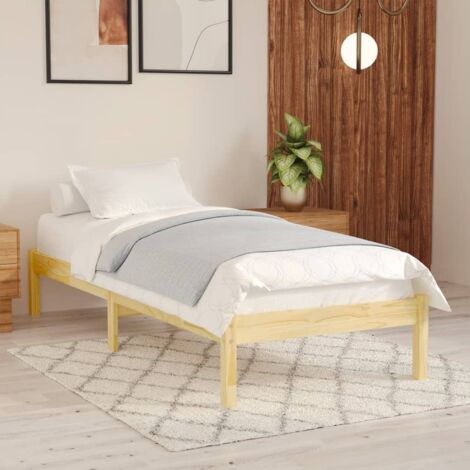 Vidaxl – Cadre de lit en bois massif 90x200 cm – Dimensions totales 205,5 x 95,5 x 31 cm – Assemblage requis – Pour matelas non inclus