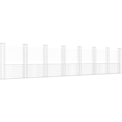 Vidaxl – Panier de gabion en forme de U 860x20x200 cm – 8 poteaux en fer résistant aux intempéries – Pour murs de soutènement en jardinage