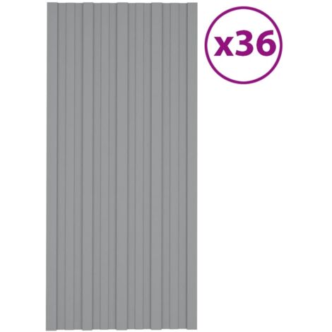 Vidaxl – Panneaux de toiture 36 pcs en acier galvanisé gris 100x45 cm – Résistants aux intempéries – Faciles à poser pour garages et hangars (1/5)