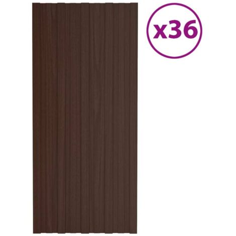 Panneaux de toiture 36 pcs Acier galvanisé Marron 100x45 cm vidaXL