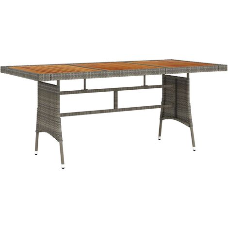 Vidaxl – Table de jardin gris 160x70x72 cm – Résine tressée et bois d'acacia massif – Construction robuste et résistante aux intempéries