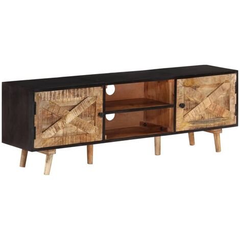 Meuble TV 140x30x46 cm Bois de manguier brut et d'acacia massif vidaXL (1/5)