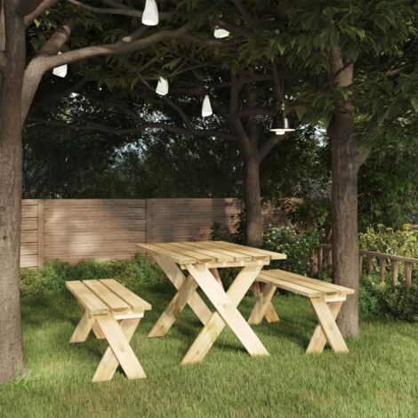 Vidaxl – Banc de jardin contemporain 110 cm en bois de pin imprégné – Résistant à la corrosion – Pour usage extérieur – Assemblage requis (1/5)