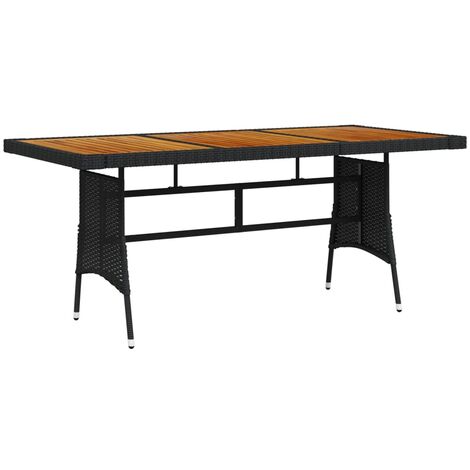Table de jardin Noir 160x70x72 cm Résine tressée et acacia vidaXL