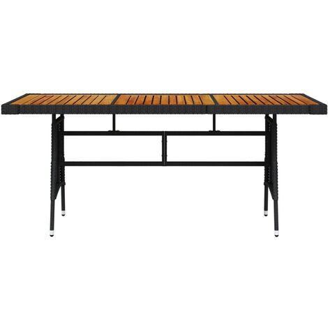 Table de jardin Noir 160x70x72 cm Résine tressée et acacia vidaXL