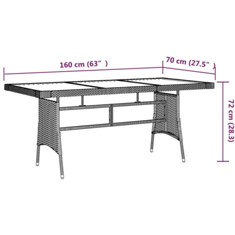 Table de jardin Noir 160x70x72 cm Résine tressée et acacia vidaXL