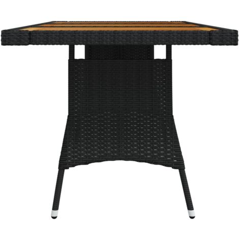 Table de jardin Noir 160x70x72 cm Résine tressée et acacia vidaXL