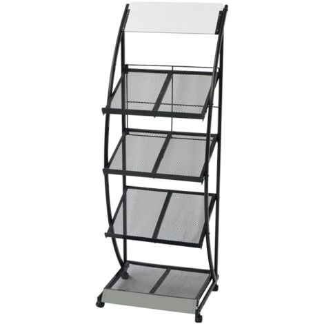 Porte-revue 47 x 40 x 134 cm Noir et blanc A4 vidaXL