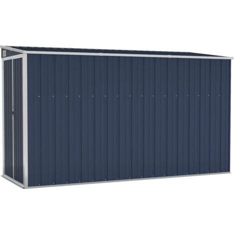 Vidaxl – Abri de jardin mural en acier galvanisé anthracite 118x288x178 cm – Double porte avec verrouillage – Résistant aux intempéries