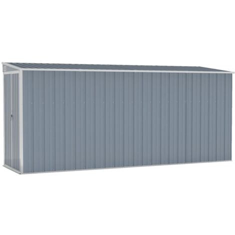 Vidaxl – Abri de jardin mural en acier galvanisé 118x382x178 cm – Résistant aux intempéries – Accès facile avec portes à double ouverture – Protection contre saleté et poussière