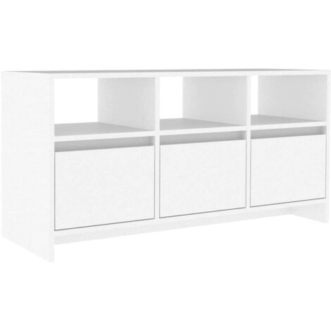 Meuble TV Blanc 102x37,5x52,5 cm Bois d'ingénierie vidaXL (1/5)