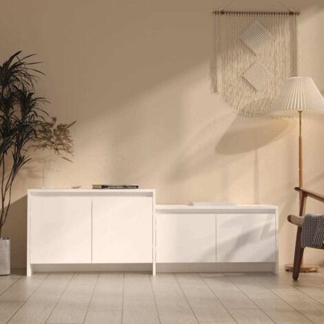 Meuble TV Blanc 146,5x35x50 cm Bois d'ingénierie vidaXL (1/5)