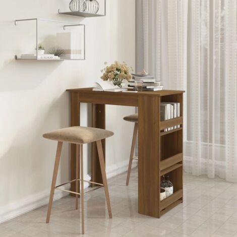 Table de bar et rangement chêne marron bois d'ingénierie vidaXL