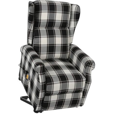 VIDAXL Chaise de jeu de massage avec repose-pied Noir et blanc Tissu pas  cher 