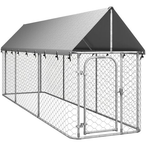 vidaXL Chenil extérieur avec toit pour chiens 400x100x150 cm - Argent