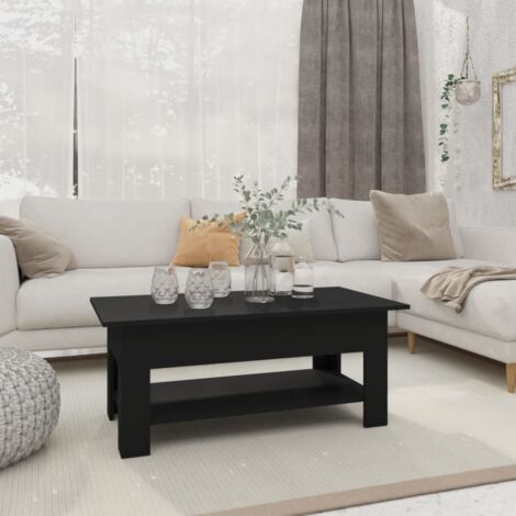 Vidaxl – Table basse fixe noire 102x55x42 cm – Aggloméré durable – Design contemporain avec étagère inférieure – Pour rangement magazines