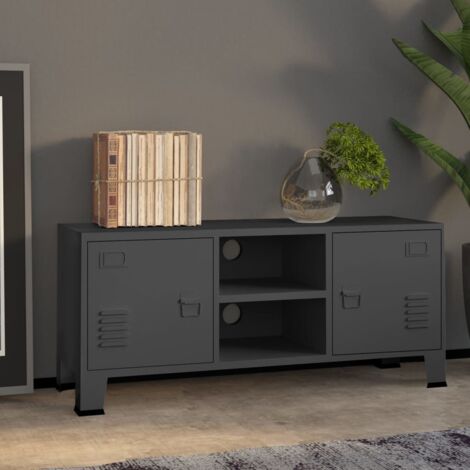 Meuble TV industriel Anthracite 105x35x42 cm Métal vidaXL (1/5)