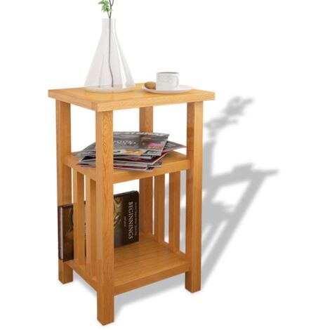 Vidaxl – Table d'appoint chêne massif 27x35x55 cm – Étagère pour magazines – Design compact et élégant – Idéale pour petits espaces