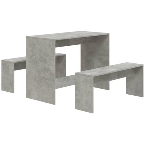 Ensemble à manger 3 pcs Gris béton Bois d'ingénierie vidaXL (1/5)