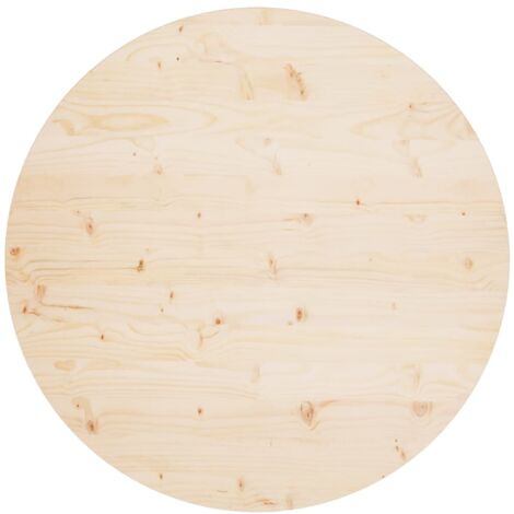 Vidaxl – Dessus de table rond 90 cm – Bois de pin massif non traité – Épaisseur 2,5 cm – Pour tables à manger et basses – Facile à nettoyer
