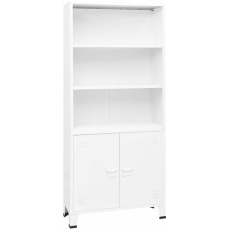 Bibliothèque industrielle Blanc 80x32x180 cm Acier vidaXL (1/5)