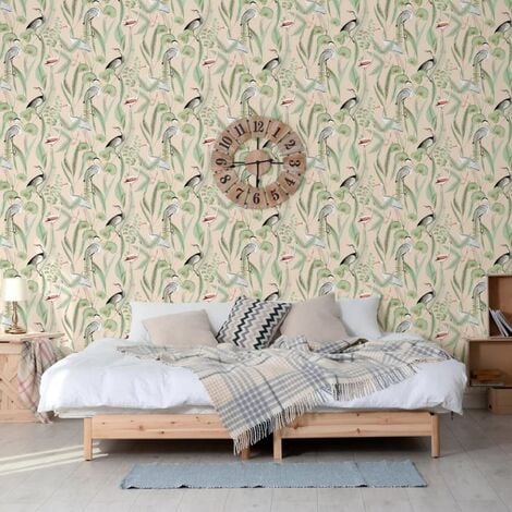 Papier peint Flamingo Crème et menthe DUTCH WALLCOVERINGS