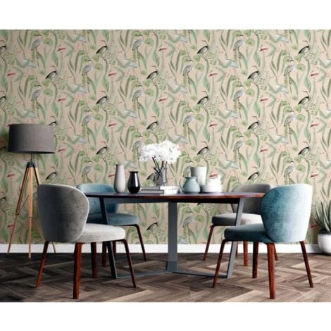 Papier peint Flamingo Crème et menthe DUTCH WALLCOVERINGS
