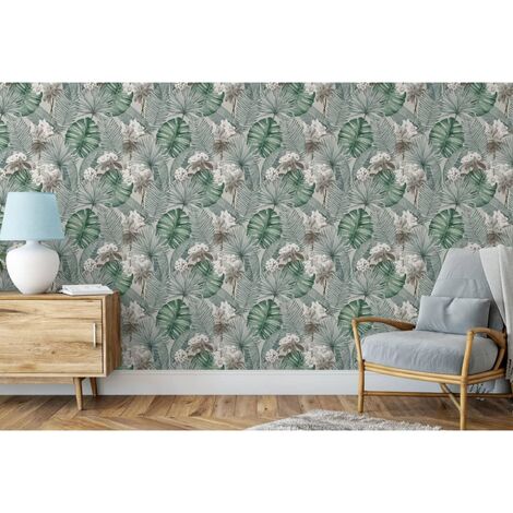 Papier peint Eden Gris et vert clair DUTCH WALLCOVERINGS