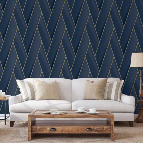 Papier peint Geometric Bleu et doré DUTCH WALLCOVERINGS