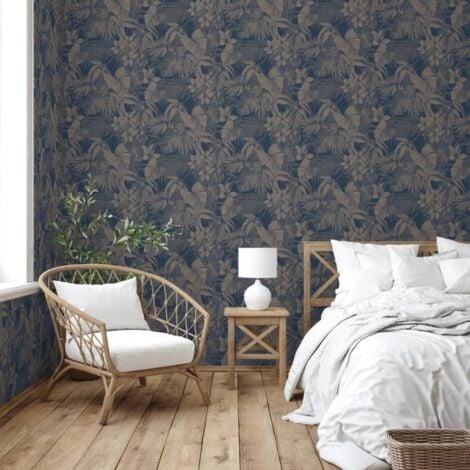 Papier peint Joelle Argenté et bleu DUTCH WALLCOVERINGS