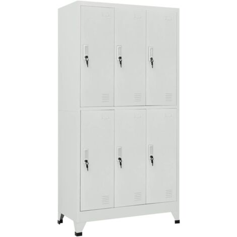 Vidaxl – Armoire à casier 6 compartiments acier 90x45x180 cm – Barres de penderie – Pieds en plastique pour protection sol – Style industriel