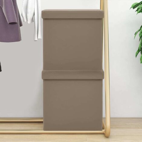 Tabourets de rangement pliables lot de 2 cappuccino PVC vidaXL (1/5)