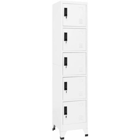 Vidaxl – Armoire d'atelier acier blanc 38x40x180 cm – 5 portes verrouillables avec orifices d'aération – Capacité 75 kg – Rangement sécurisé