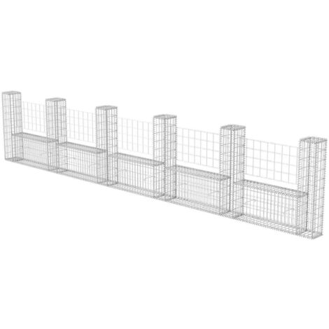 Vidaxl – Gabion U-Shape en acier galvanisé 570x20x100 cm – Mur de soutènement robuste – Remplissage facile avec pierres ou gravier