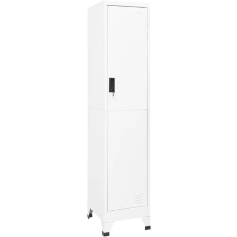 Vidaxl – Armoire d'atelier en acier blanc 38x45x180 cm – 1 porte verrouillable avec 2 clés – 1 étagère non réglable – Capacité 60 kg
