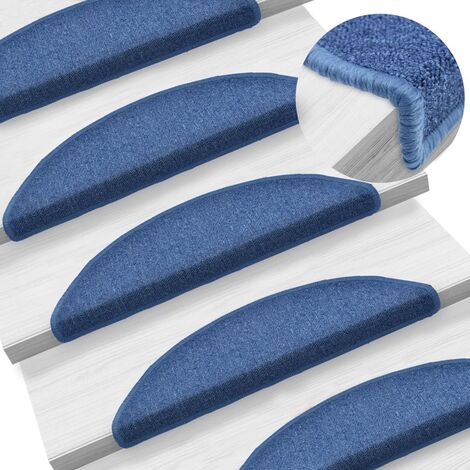 Tapis d'escalier 10 pcs 56x17x3 cm Bleu vidaXL