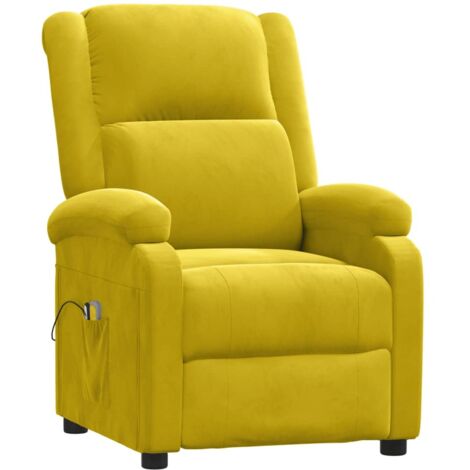 Fauteuil électrique de massage Jaune Velours vidaXL (1/5)