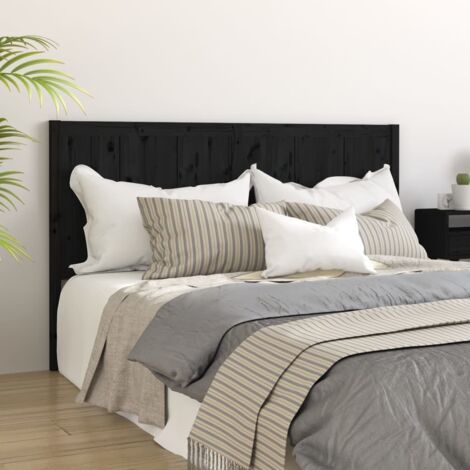 Vidaxl – Tête de lit noir 125,5x4x100 cm – Bois massif de pin – Design rustique pour soutien dorsal – Compatible avec cadres spécifiques
