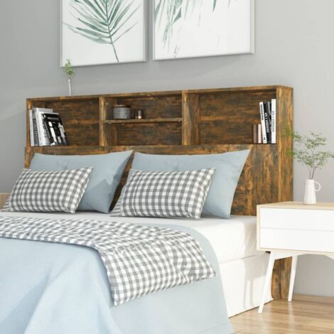 Vidaxl – Tête de lit en bois d'ingénierie chêne fumé 160x19x103,5 cm – Résistance à l'humidité – 4 compartiments – Design contemporain