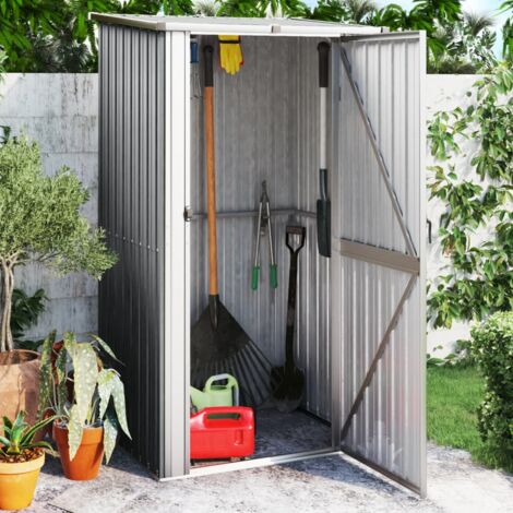 Vidaxl – Abri de jardin métal gris 118,5x97x209,5 cm – Acier galvanisé – Toit en pente – Porte verrouillable (1/6)