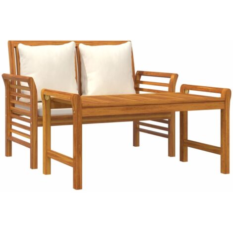 Salon de jardin avec coussins blanc crème 2 pcs Bois massif vidaXL (1/5)