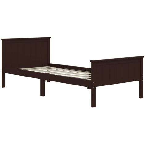 Cadre de lit sans matelas marron foncé bois pin massif 90x200cm vidaXL (1/5)