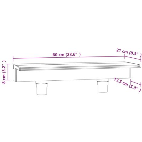Acier Inoxydable 304 VidaXL Déversoir Cascade LED RGB Inox 60cm - Étang Et Piscine - Télécommande Décoratif LED RGB