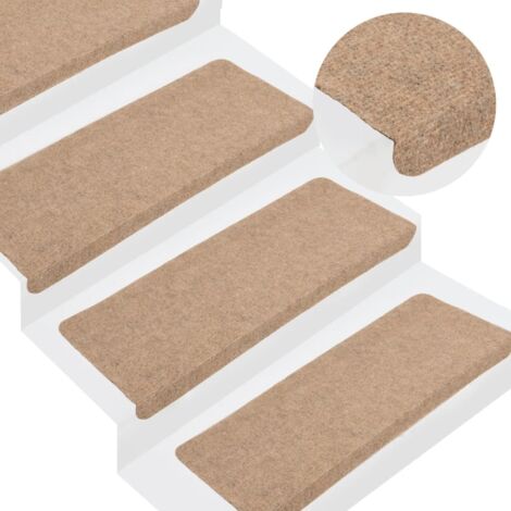 Vidaxl – Tapis d'escalier auto-adhésifs 15 pcs 65x24.5 cm – Beige – Antidérapants et insonorisants – Installation facile sur marches (1/7)